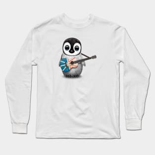 Baby Penguin Playing Newfoundland Flag Guitar Long Sleeve T-Shirt